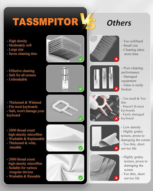 Tassmpitor Keyboard Cleaning Kit Keyboard Cleaner, All in One Computer Screen and Laptop Cleaner, Compact Portable