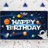Sumind Space Happy Birthday Decorations, Astronaut Rocket Backdrop Banner for Kids Boys Party, 72.8 x 43.3 Inches
