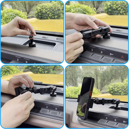 Dash Phone Mount Holder for Ford Bronco Accessories 2021-2024, 2 Door & 4 Door, Black