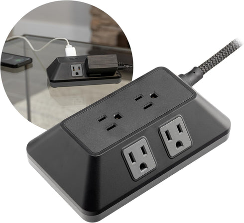 GE 6-Outlet Surge Protector, 6 Ft Braided Extension Cord Power Strip, Flat Plug, Adapter Spaced, for Home, School, and Office, 560J, Black - 70614