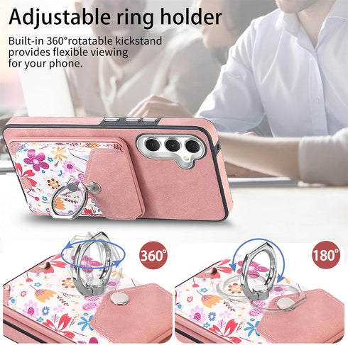 Asuwish Samsung Galaxy A05S Wallet Case: Slim Magnetic Cover with Kickstand, Card Holder, & Screen Protector - Rose