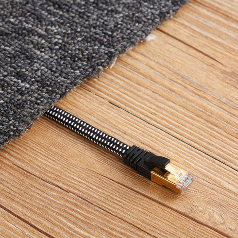 Cat 8 Ethernet Cable - Nylon Braided 10ft High Speed Network Cable, LAN Cable Wires CAT 8 RJ45 (Black 10ft) for Printer