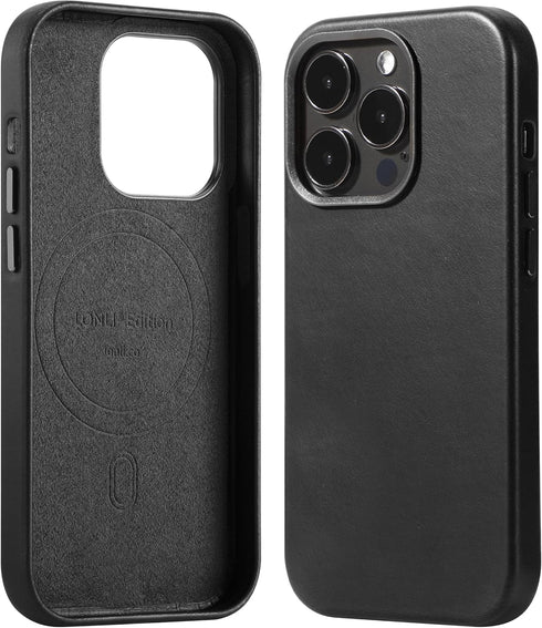 LONLI Edition iPhone 15 Pro Max Case - Premium European Genuine Leather, Develops Patina Over Time, Compatible with