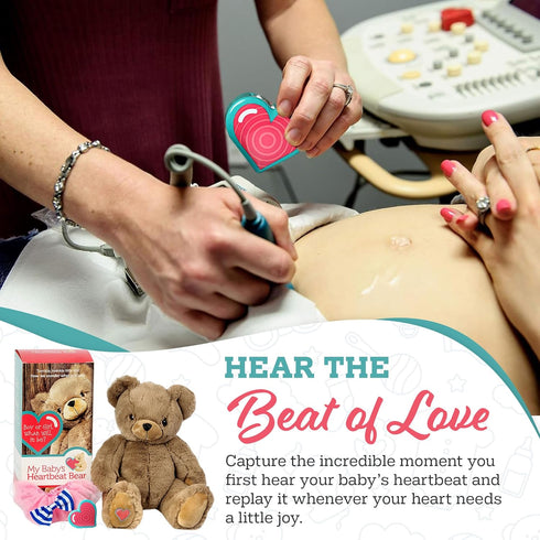 My Baby's Heartbeat Bear 20 3x5 My Babys Heartbeat Bear, Second Re-Recordable Voice Recorder Plush Keepsake, Ultrasound