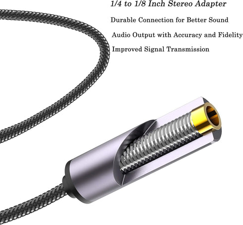 DUKABEL 1/4 to 3.5mm Adapter, Female to Male Headphone Adapter, 30CM/12 inch for Headphone, Guitar, Amp