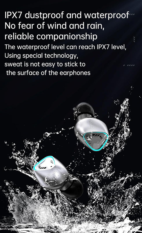 Wireless Bluetooth Earbuds, Bluetooth 5.3 IPX7 Waterproof Touch Control Earphones in-Ear Deep Bass with Built-in Mic