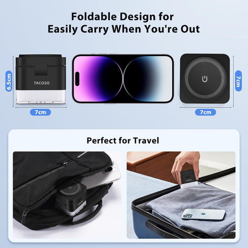 3 in 1 Wireless Charger Stand, Foldable Apple Charging Station Cube with LED Night Light for iPhone
