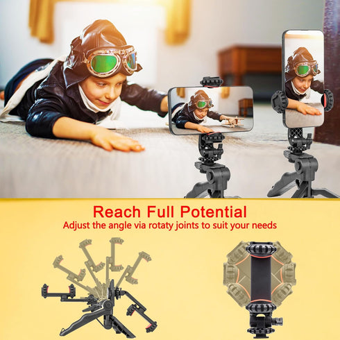 Zeadio Phone Tripod Stabilizer Grip, Smartphone Handheld Portable Selfie Stick Desktop Tabletop Stand Mount Holder