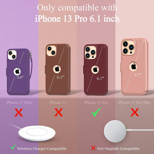 LUPA Legacy Wallet Case for iPhone 13 Pro - Slim Durable Flip Case with Card Holder, Faux Leather, Desert Sky