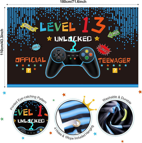 Video Game Birthday Decorations for Boys, Gaming Theme Photo Props Backdrop Banner for Teenagers