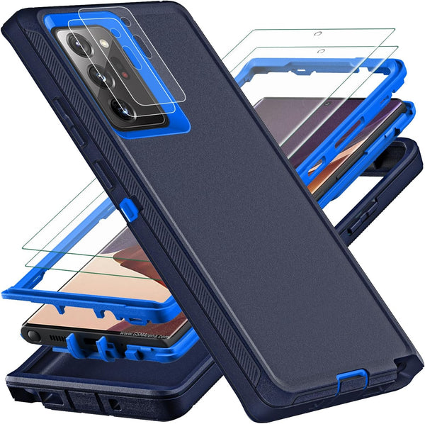 Navy Blue Samsung Galaxy Note 20 Ultra Case with 2Pcs Self Healing TPU Screen Protector & Camera Lens Protector