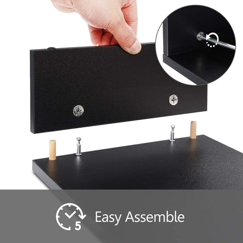 FITUEYES 2 Tier Monitor Stand - Black Wood Desktop Riser with 16.7 Inch Shelf for Laptop, Desk Organization, DT204201WB