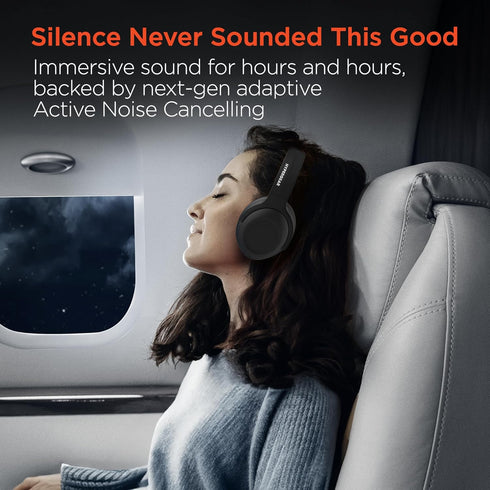 HyperGear Stealth2 ANC Wireless Bluetooth Noise Cancelling Headphones, Over-Ear with Deep Bass - Black