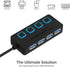 SABRENT 4-Port 3.0 2 (HB-UM43) USB Hub with Individual LED Power Switches - Slim, Portable Design - Ft Cable - Fast