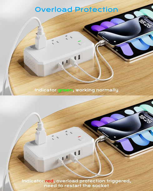 PD 20W Voltage Converter US to Europe, 250W Step Down 220v to 110v with 6 AC Output and USB Ports