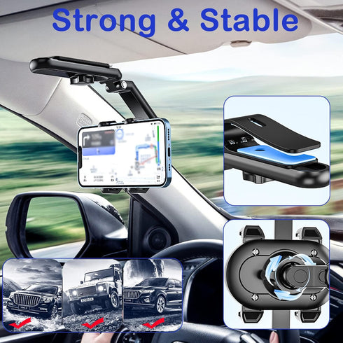 DOUBFIVSY 360 Rotatable Car Sun Visor Phone Holder, Compatible with iPhone 13/12 Pro Max, Galaxy Z Fold 3/S21/S22