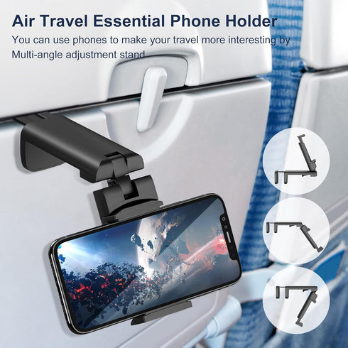 (2 Pack)Universal Airplane Travel Phone Holder: Travel Essentials Phone Mount for Desk with Multi-Directional 360 Degree Rotation,Travel Accessories Must Haves Phone Holder for Flying,Table or Outdoor