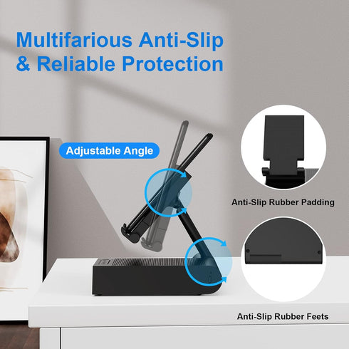 DOSS Cell Phone Stand with Wireless Bluetooth Speaker, 15W Wireless Charger, 4-in-1 Function, Adjustable Phone Holder