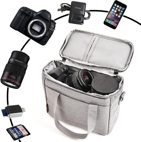 FOSOTO Camera Bag Case with Waterproof Rain Cover, Compatible for Nikon D3500 D5600 D7500 D610 Canon EOS 4000D 2000D