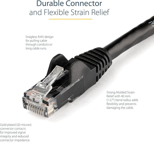 StarTech.com 6 ft. CAT6 Ethernet Cable, 10 Pack, ETL Verified, Black, Snagless RJ45 Connectors