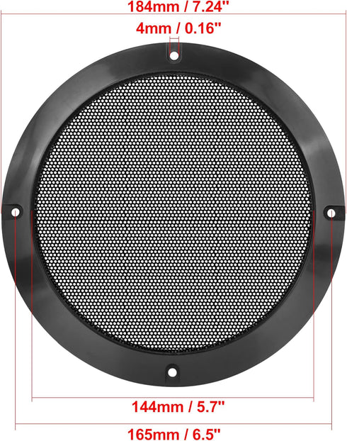X AUTOHAUX 2pcs 6.5 Inch Metal Glossy Audio Speaker Cover Mesh Subwoofer Grill Horn Guard Decorative Circle Grille Protector Black for Car