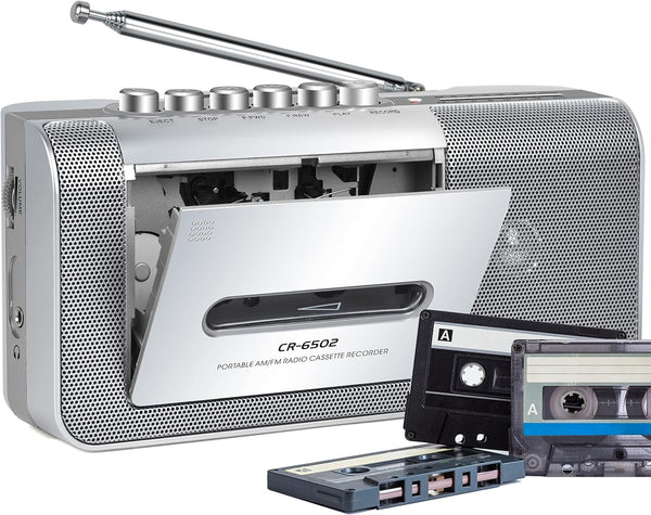 Gracioso Portable Cassette Player and Recorder, Tape Player/Recorder with AM/FM, Loud Built-in Speaker, Microphone, for
