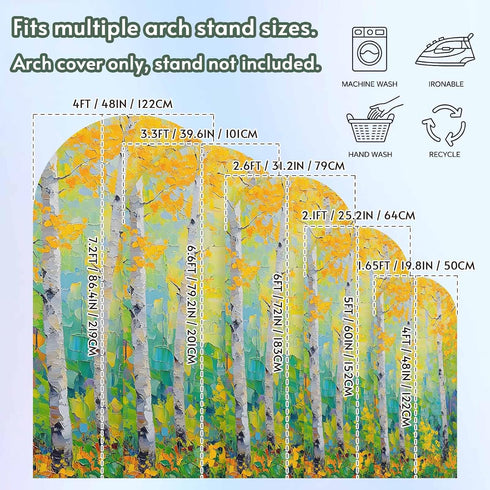 Jnbasdffb 7.2 Yellow Leaves Wedding Arch Cover, Stretchy Spandex Arch Backdrop Stand Covers FT, Modern Oil Painting