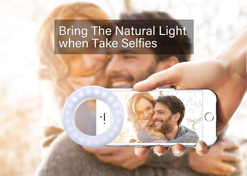 Oternal Selfie Ring Light, Ring Light Rechargeable Portable Clip-on Selfie Fill Light for iPhone Android Smart Phone