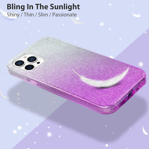 MATEPROX Compatible with iPhone 12 Pro Case, Glitter Bling Sparkle Cute Girls Women Protective Cover, Gradient Purple