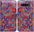 Case for Galaxy S10 - Bright Paisley Pattern Flip Folio Leather Wallet Cover with ID Card Slot Kickstand