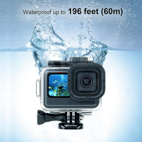 Standard Protective Waterproof Dive Housing Case for GoPro Hero 9, 10, 11, 12, Up to 45 Meters, Transparent