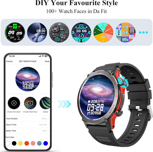 Popglory Smart Watch for Women Men, 1.43" AMOLED Fitness Tracker with 110+ Sport Modes, Heart Rate Monitor