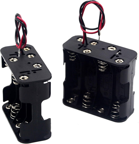 LampVPath (Pack 2 8 12V of AA Battery Holder, Battery Holder with Leads-Double Layers (Each Layer Loads Four aa