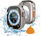 (2 in 1) Waterproof Case Compatible for Apple Watch Ultra/Ultra 2, Tempered Glass Protective PC Face Cover & Back Bumper