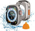 (2 in 1) Waterproof Case Compatible for Apple Watch Ultra/Ultra 2, Tempered Glass Protective PC Face Cover & Back Bumper