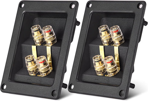 Facmogu 2PCS Rectangle 4-Way Speaker Terminal Box with Gold-Plated Binding Post for DIY Applications & 4PCS Screws