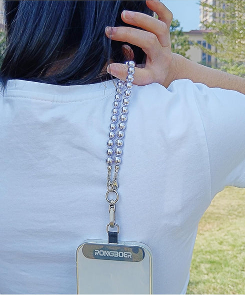 Gift,15 Beaded Phone Strap,Premium Crystal Pearl Lanyard Elegant Chain-Cute&Glossy Wrist Strap for Phone Case,Women