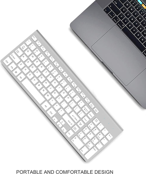 JOYACCESS J Wireless Keyboard, 2.4G Slim Compact Wireless Keyboard with Numeric Keypad for Laptop, MacBook Air, Apple,