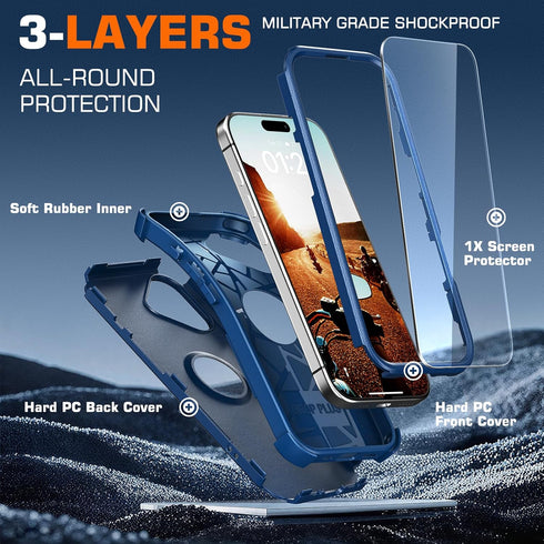 Gugfly 17 2X 17 6.3'', Compatible with iPhone Case: Screen Protector, Anti-Drop, Shockproof, Heavy Duty Protective