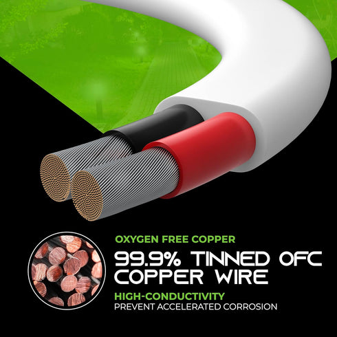 GearIT 14/2 Marine Wire 20 Feet, 14AWG Gauge Tinned OFC Copper Speaker Cable, White