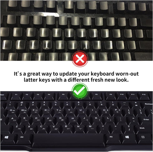 CaseBuy 2PCS Korean Keyboard Stickers, Korean-English Keyboard Letters Replacement Sticker White Font on Black