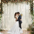 Shillance 10x10ft Cream White Chiffon Backdrop Curtain with Lights String for Wedding Sheer Tulle Curtain Photo