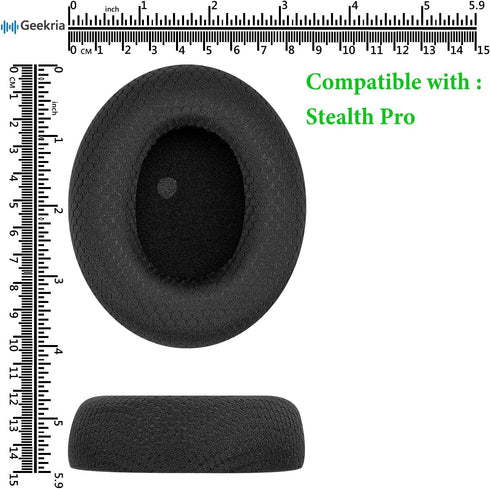 Geekria Comfort Mesh Fabric Replacement Ear Pads for Turtle Beach Stealth Pro Headphones (Black)