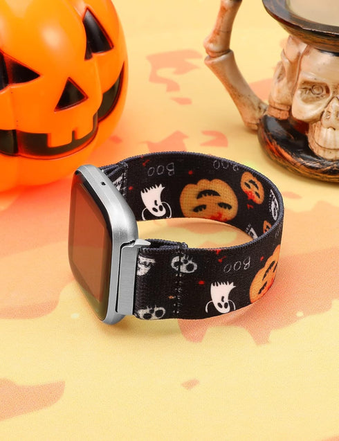 TOYOUTHS Elastic Halloween Band for Fitbit Versa/Versa 2/Versa Lite, Stretchy Fabric Nylon Holiday Decoration Strap