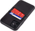 Dockem Wallet Case for iPhone 11: Black Synthetic Leather with Built-in Metal Plate & 2 Credit Card Holders