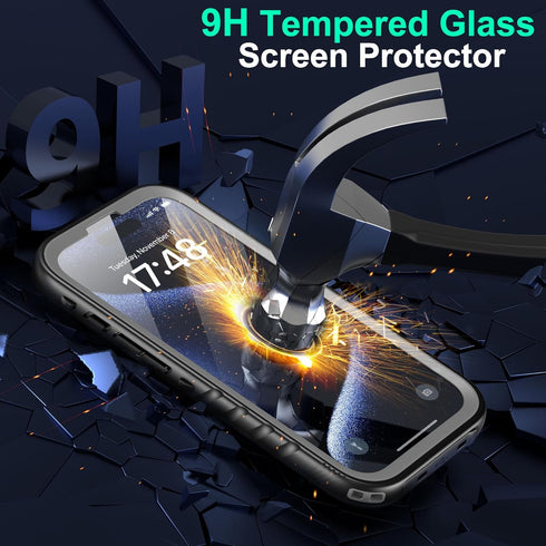 SOKUSIN Waterproof Case for iPhone 15 Pro - Shockproof Drop Proof Dustproof Phone with Built-in Tempered Glass Screen &