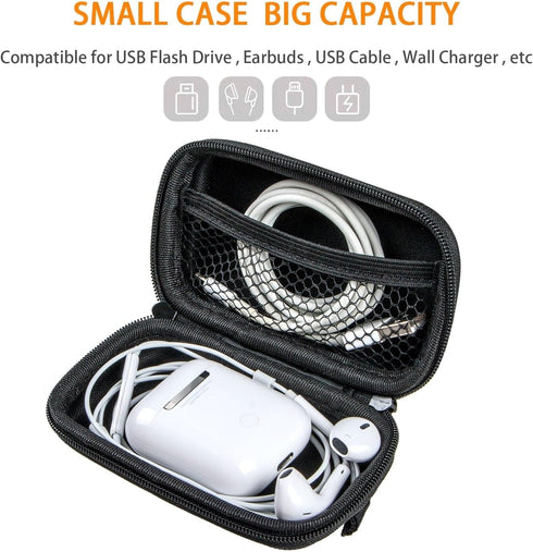 GLCON Headset, Rectangle Small Hard EVA Case - Portable Protection Earbud Case Zipper Pouch for Earphone, Flash Drive