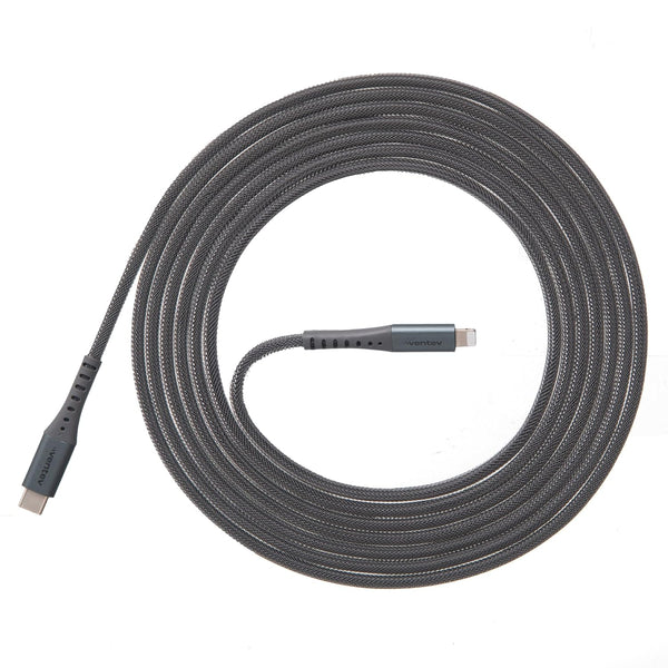 Ventev ChargeSync Alloy USB C to Apple Lightning Cable 10ft - Ultra-Durable Braided Design for iPhone 14/13/12/11 -