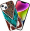 iPhone 15 Case - Western Cowhide Turquoise & Brown Animal Print, Shockproof TPU Cover for Women & Girls, Unique Design.