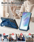 Samsung Galaxy S21-FE Phone Case, Dual-Layer Military Grade Drop Proof Cover with Kickstand, Blue